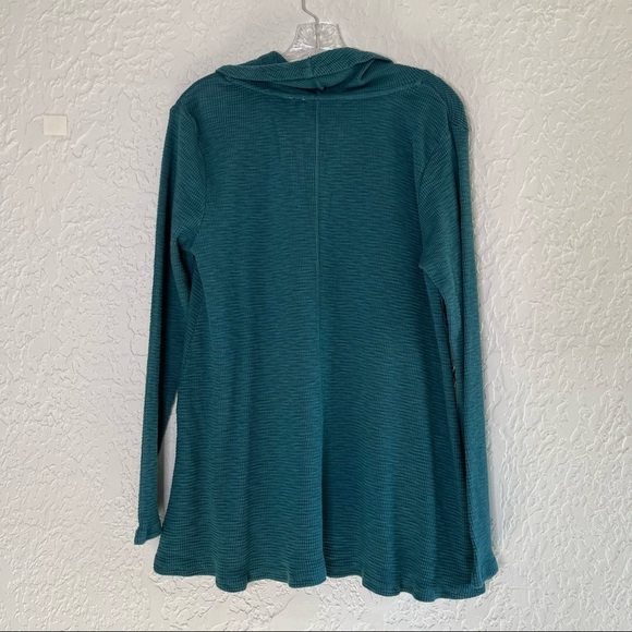 Soft Surroundings Tati Waffle Knit Cowl Neck Tunic Top Green Size M - Picture 6 of 8
